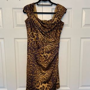 Tadashi Shoji leopard cocktail dress